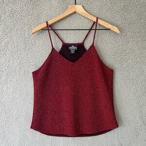 ANGIE Glitter Red Tank Top Cami Womens Large Shimmer Metallic Whimsygoth Witchy